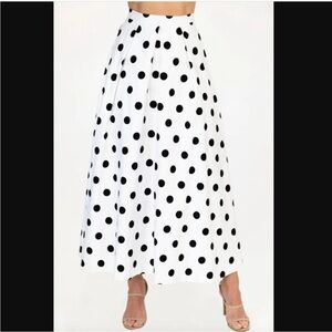 Eva Franco Black and White Polka Dot A-Line Skirt